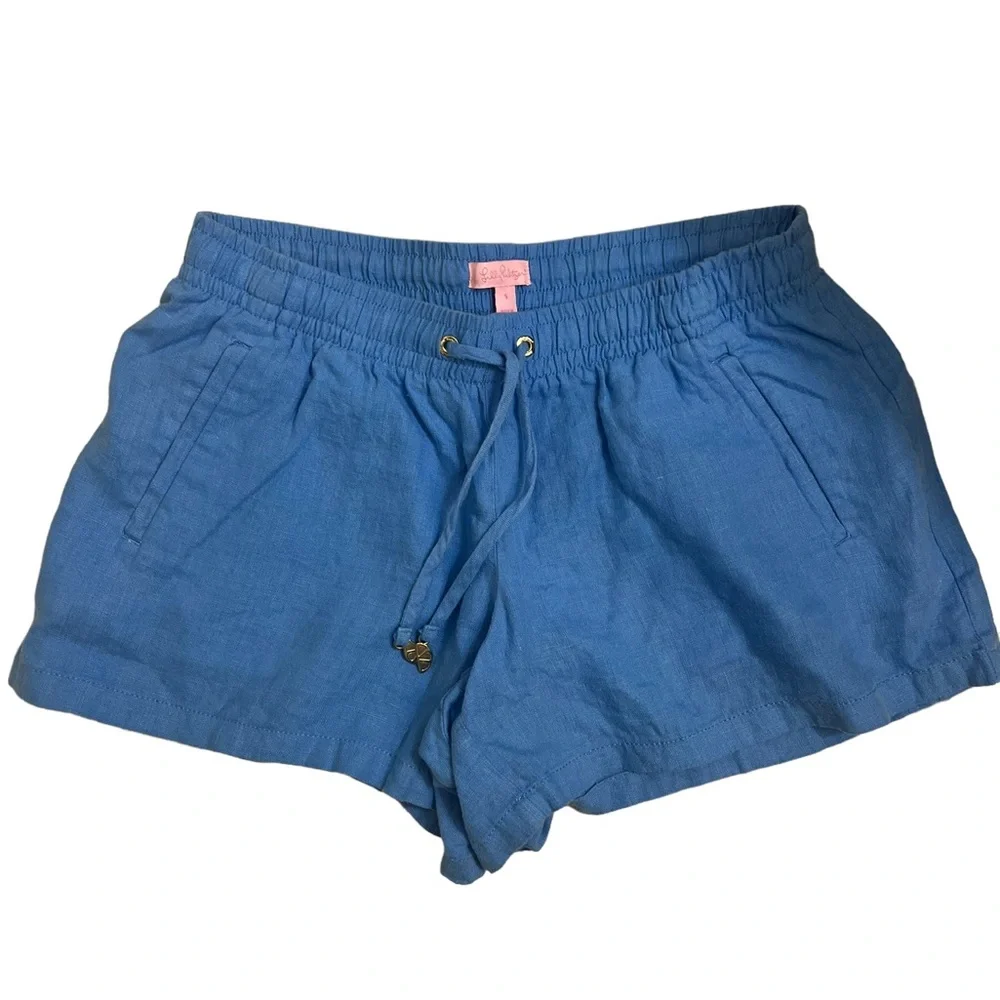 Lilly Pulitzer Baybreeze Linen Shorts Beckon Blue Size Small - Picture 7 of 8